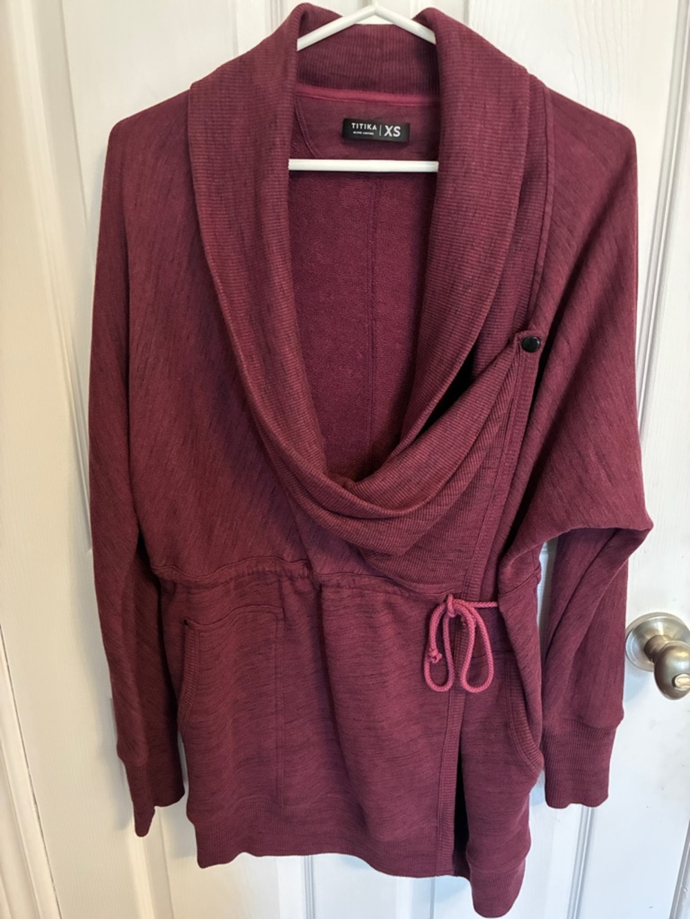 Titika Burgundy Cowl cross over jacket - XS
